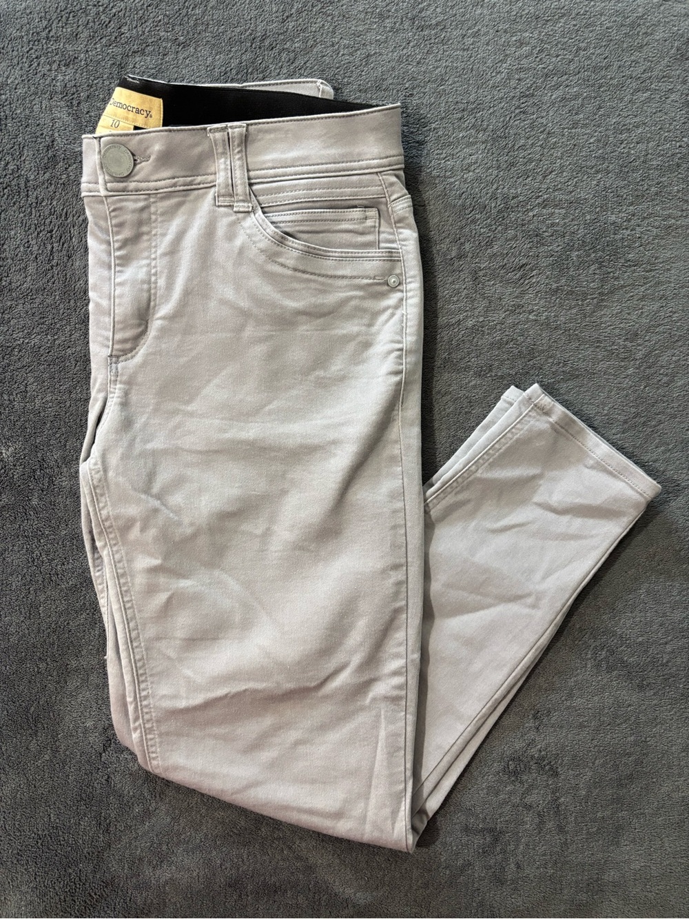 Democracy Skinny Jeans Women's Size 10 Light Gray Stretch Ankle Pants